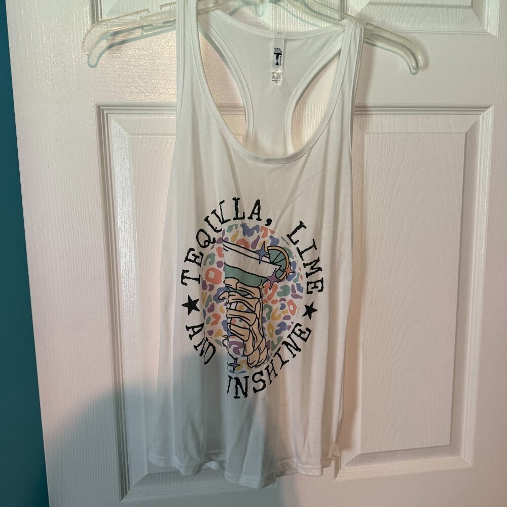 White Tank Jersey top Medium